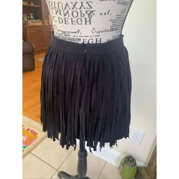 BB Dakota Fringe Skirt Black - Picture 7 of 12